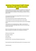 American Government CLEP 2 Exam Questions with Correct Answers 2026