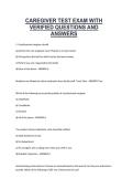 Caregiver Test Exam &ndash; Verified Questions and Answers &ndash; Academic Resource 2026 &ndash; Complete Practice Material