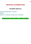 OFFICIAL SUMMER 2025 PEARSON EDEXCEL Pearson Edexcel GCE In Russian &lpar;9RU0&rpar; Paper 01&colon; Listening&comma; Reading and Translation MERGED QUESTION PAPER &plus; MARK SCHEME