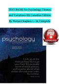 TEST BANK For Psychology Themes and Variations 4th  4th Canadiany Weiten Chapters 1 - 16&comma; Complete 