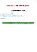OFFICIAL SUMMER 2025 PEARSON EDEXCEL Pearson Edexcel GCE In Religious Studies &lpar;9RS0&rpar; Paper 4E&colon; Judaism MERGED QUESTION PAPER &plus; MARK SCHEME