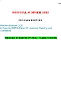 OFFICIAL SUMMER 2025 PEARSON EDEXCEL Pearson Edexcel GCE In Spanish &lpar;9SP0&rpar; Paper 01 Listening&comma; Reading and Translation MERGED QUESTION PAPER &plus; MARK SCHEME