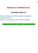 OFFICIAL SUMMER 2025 PEARSON EDEXCEL Pearson Edexcel Level GCE Advance Subsidiary In Chemistry &lpar;8CH0&rpar; Paper 02&colon; Core Organic and Physical Chemistry MERGED QUESTION PAPER &plus; MARK SCHEME