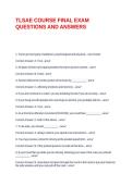 TLSAE COURSE FINAL EXAM QUESTIONS AND ANSWERS