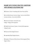 INQUIRY INTO PHYSICS PRACTICE QUESTIONS WITH DETAILED SOLUTIONS 2026