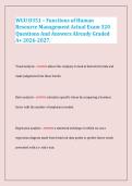 WGU D351 Human Resource Management Exam Study Guide 2026&ndash;2027&colon; 320 Q&A &vert; Graded A&plus;