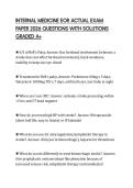 INTERNAL MEDICINE EOR ACTUAL EXAM PAPER 2026 QUESTIONS WITH SOLUTIONS GRADED A&plus;