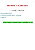 OFFICIAL SUMMER 2025 PEARSON EDEXCEL Pearson Edexcel GCE In Religious Studies &lpar;9RS0&rpar; Paper 4A&colon; Buddhism MERGED QUESTION PAPER &plus; MARK SCHEME