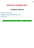 OFFICIAL SUMMER 2025 PEARSON EDEXCEL Pearson Edexcel GCE In Religious Studies &lpar;9RS0&rpar; Paper 4B&colon; Christianity MERGED QUESTION PAPER &plus; MARK SCHEME
