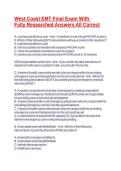 West Coast EMT Final Exam With Fully Researched Answers All Correct