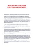 HUD CERTIFICATION EXAM QUESTIONS AND ANSWERS