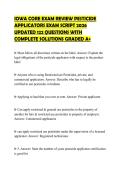 IOWA CORE EXAM REVIEW PESTICIDE APPLICATORS EXAM SCRIPT 2026 UPDATED 122 QUESTIONS WITH COMPLETE SOLUTIONS GRADED A&plus;