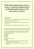 HESI LPN Fundamentals 2 Exam 2 &lpar;2026&rpar; &vert; Actual Exam Questions & Verified Detailed Answers with Rationales &vert; Grade A