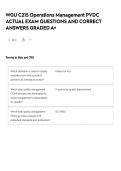 WGU C215 Operations Management PVDC ACTUAL EXAM QUESTIONS AND CORRECT ANSWERS GRADED A&plus;