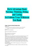 Test Bank for Davis Advantage Basic Nursing&colon; Thinking&comma; Doing&comma; and Caring 3rd Edition by Treas & Wilkinson &vert; Complete Nursing Exam Q&A