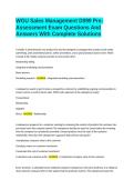 WGU Sales Management D099 Pre-Assessment Exam Questions And Answers With Complete Solutions
