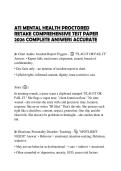 ATI MENTAL HEALTH PROCTORED RETAKE COMPREHENSIVE TEST PAPER 2026 COMPLETE ANSWERS ACCURATE