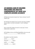 ATI NURSING CARE OF CHILDREN PROCTORED ANC PRACTICE COMPREHENSIVE TEST BANK 2026 COMPLETE ANSWERS ACCURATE