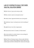 LAW OF CONTRACTS EXAM 2 TEST PAPER 2026 FULL SOLUTION VERIFIED