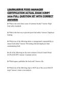 LEARN2SERVE FOOD MANAGER CERTIFICATION ACTUAL EXAM SCRIPT 2026 FULL QUESTION SET WITH CORRECT ANSWERS