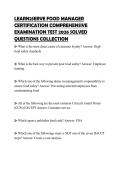 LEARN2SERVE FOOD MANAGER CERTIFICATION COMPREHENSIVE EXAMINATION TEST 2026 SOLVED QUESTIONS COLLECTION