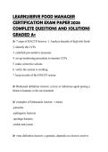 LEARN2SERVE FOOD MANAGER CERTIFICATION EXAM PAPER 2026 COMPLETE QUESTIONS AND SOLUTIONS GRADED A&plus;