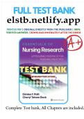 Test Bank for Essentials of Nursing Research 10th Edition &ndash; Verified Questions & Answers &vert; 100&percnt; Latest Update 2026