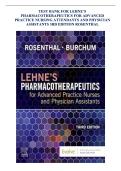 Test Bank Complete&lowbar; Lehne's Pharmacotherapeutics for  Pharmacotherapeutics and Physician Assistants &lpar;3rd Edition&comma; 2024&rpar; By Rosenthal&vert; All Chapters 1&ndash;94 with Detailed Answers&vert; Grade A&plus;