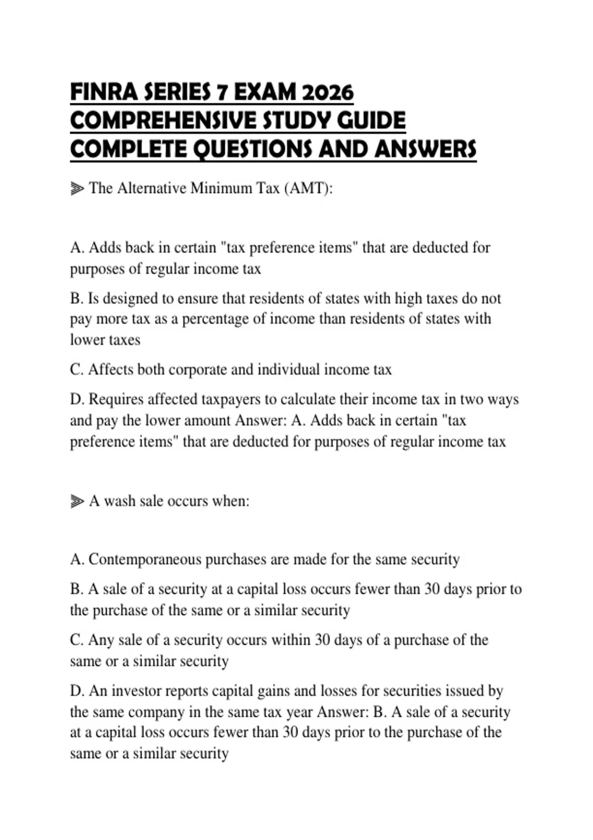 FINRA SERIES 7 EXAM 2026 COMPREHENSIVE STUDY GUIDE COMPLETE QUESTIONS ...