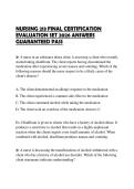 NURSING 213 FINAL CERTIFICATION EVALUATION SET 2026 ANSWERS GUARANTEED PASS