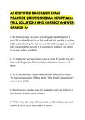 AZ CERTIFIED CAREGIVER EXAM PRACTICE QUESTIONS EXAM SCRIPT 2026 FULL SOLUTIONS AND CORRECT ANSWERS GRADED