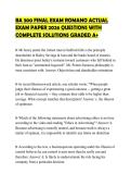 BA 300 FINAL EXAM ROMANO ACTUAL EXAM PAPER 2026 QUESTIONS WITH COMPLETE SOLUTIONS GRADED A&plus;