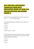 BCTC INDUSTRIAL MAINTENANCE TECHNOLOGY AMTEC NOCTI MECHATRONIC REVIEW TEST BANK 2026 UPDATED QUESTIONS AND ANSWERS GRADED A&plus;