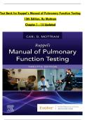 Test Bank for Ruppel&rsquo;s Manual of Pulmonary Function Testing&comma; 12th Edition by Mottram &vert; Chapters 1&ndash;13 &vert; 2026&ndash;2027 Verified Questions and Answers