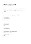 Microbiology Exam 1 Questions with Correct Answers