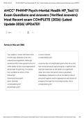 ANCC  PMHNP Psych-Mental Health NP&lowbar;Test 1 &vert;&vert; Exam Questions and Answers &lpar;Verified Answers&rpar; Most Recent exam COMPLETE &lpar;2026&rpar; &lpar;Latest Update 2026&rpar; UPDATE&excl;&excl;