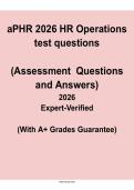 aPHR 2026 HR Operations Test Questions &ndash; Verified Questions and Answers for A&plus; Grade Guarantee