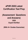 aPHR 2026 Latest Certification Test Prep &ndash; Verified Questions and Answers for A&plus; Grade Guarantee