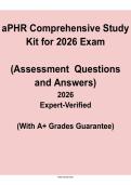 aPHR Comprehensive Study Kit 2026 &ndash; Verified Questions and Answers for A&plus; Grade Guarantee