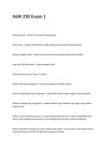 NUR 230 Exam 1 Questions with Correct Answers