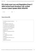 PCA study exam Laws and Regulations Exam &vert;&vert; 2026 &lpar;Actual Exam&rpar; Questions with verified Answers &lpar;Latest Update 2026&rpar; UPDATE&excl;&excl;