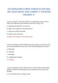 ATI PEDIATRICS PROCTORED EXAM 2026-2027 QUESTIONS AND CORRECT ANSWERS GRADED A&plus;