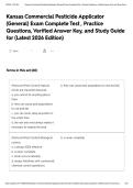 Kansas Commercial Pesticide Applicator &lpar;General&rpar; Exam Complete Test &comma; Practice Questions&comma; Verified Answer Key&comma; and Study Guide for &lpar;Latest 2026 Edition&rpar;