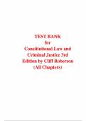Complete Test Bank - Constitutional Law and Criminal Justice&comma; 4th Edition &ndash; Cliff Roberson &ndash; ISBN 9781032016290 &lpar;All Chapters Covered 1&ndash;12&rpar;