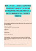 NUR 134 Test 1 &ndash; EXAM STUDY GUIDE 2026&sol;2027 COMPLETE QUESTIONS WITH VERIFIED CORRECT ANSWERS &vert;&vert; 100&percnt; GUARANTEED PASS <NEWEST VERSION>