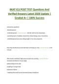 BKAT ICU POST TEST Questions And  Verified Answers Latest 2026 Update &vert;  Graded A&plus; &vert; 100&percnt; Success