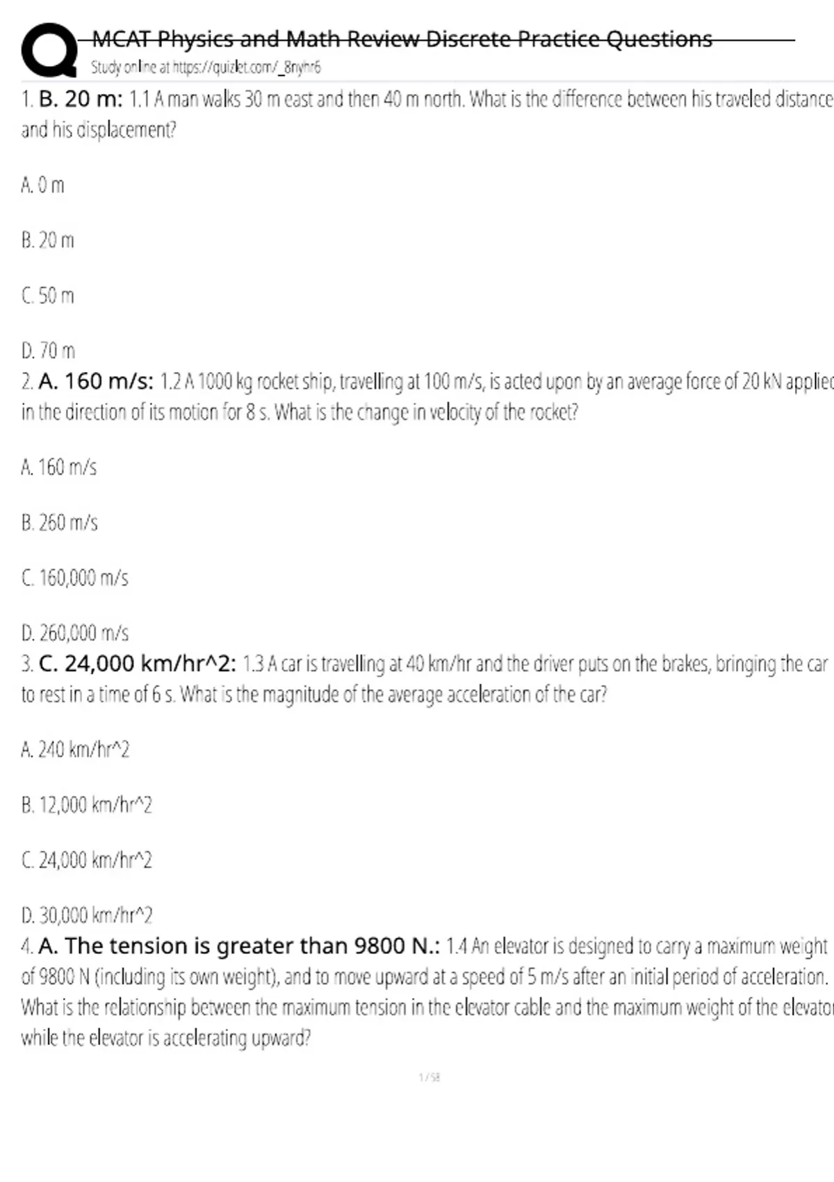 MCAT Physics & Math Review 2026 – Discrete Practice Questions High ...