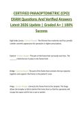 CERTIFIED PARAOPTOMETRIC &lpar;CPO&rpar;  EXAM Questions And Verified Answers  Latest 2026 Update &vert; Graded A&plus; &vert; 100&percnt;  Success 