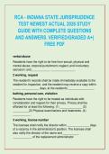 RCA - INDIANA STATE JURISPRUDENCE  TEST NEWEST ACTUAL 2026 STUDY  GUIDE WITH COMPLETE QUESTIONS  AND ANSWERS&period; VERIFIED&sol;GRADED A&plus;&vert;  FREE PDF 