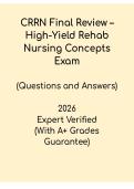 CRRN Exam 2026 Final Review PDF &vert; High-Yield Rehab Nursing Concepts